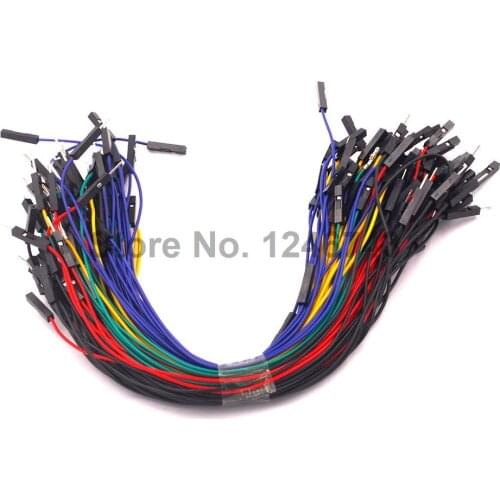 100pcs/lot New 1p to 1p 20cm random color male to female jumper wire Dupont cable for Arduino