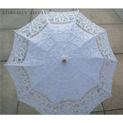 New Lace Lace Parasol Cotton Embroidery Wedding Many Color White/Ivory Sun Umbrella Decorations 001