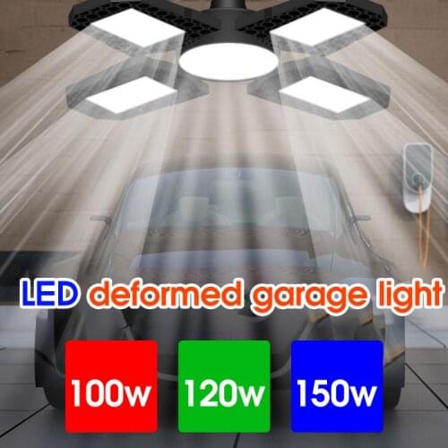 New durable four-leaf led garage light E27 warehouse workshop lighting 100W/120W/150W convertible high bay high bay light