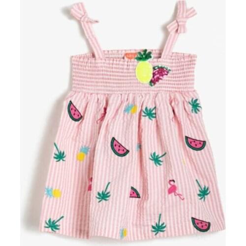 Baby girl Pink Sequins Detailed Dress 0 ymg89040zw Cotton Midi Printed