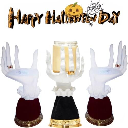 Halloween Candle Holder Candlestick Candelabra Tealight Pillar Stand Resin Craft Wedding Centerpieces Home Dinner Table Decor
