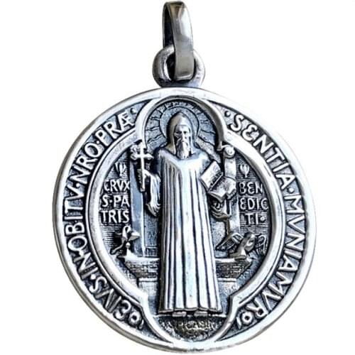 S925 sterling silver exorcism St. Benedict men and women pendant amulet
