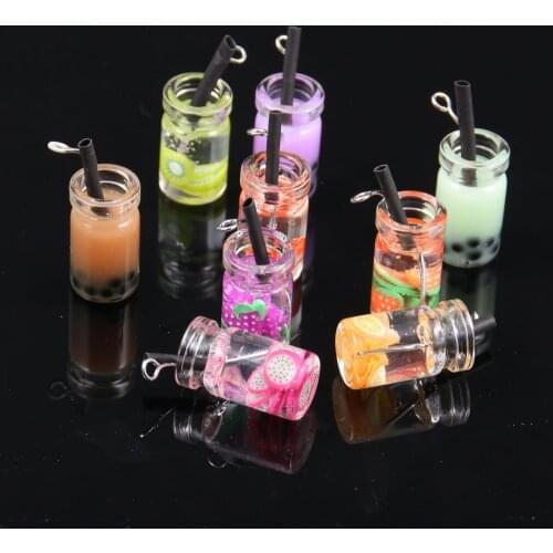 10pcs 3D Glass Fruit Cup Mixed Colors Pendant Charm for DIY Necklace Earring Jewelry Making Women Jewelry Gift Size 20x10x10mm