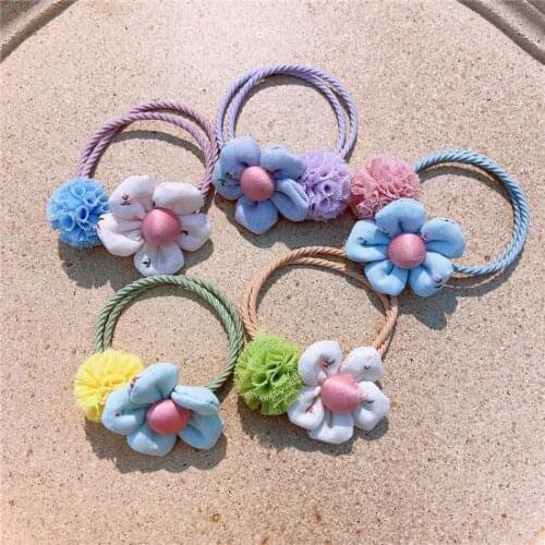 Elastic Hair Bands For Girls Small Flowers Hair Accessories Hair Scrunchies Children Kids Hair Styling Tools Headdress Hair Ring
