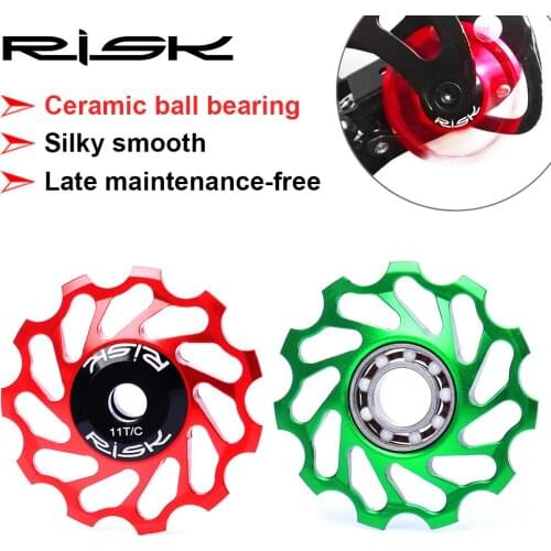 RISK MTB Bike Bicycle Ceramic Pulley 41mm Rear Derailleur pulley 11T Guide Cycling Ceramics Bearing Jockey Wheel for road bike