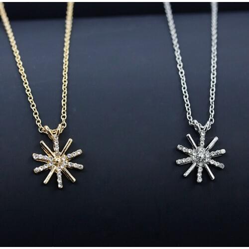 RONGQING 12pcs/lot Bijoux Fashion Gold Silver Sunflowers Crystal Rhinestone Necklaces & Pendants Women Necklace With Pendant