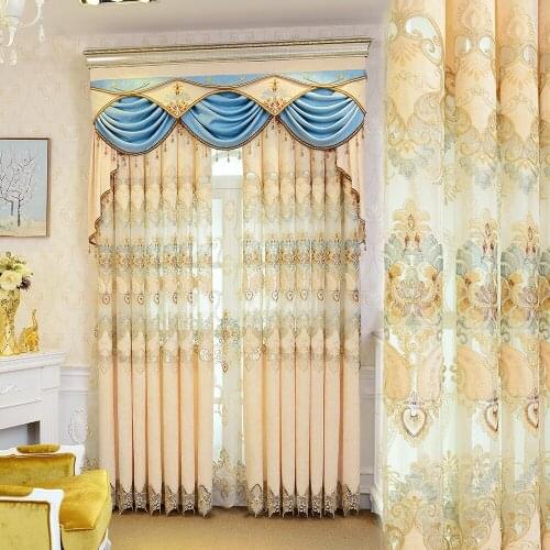 2021 European-style Luxury Embroidered Curtains Finished Custom Blackout Curtains for Living Dining Room Bedroom