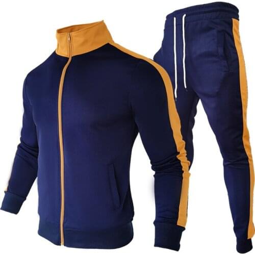Brand Sports New Suit Mens Stitching Fashion Casual Track Suit Zipper Cardigan Patchwork Sportswear Sports Pants 2 Pieces Sets