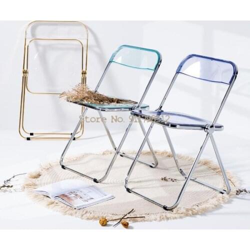 Norchair Nordic transparent creative folding chair net red acrylic chair home backrest plastic photo stool