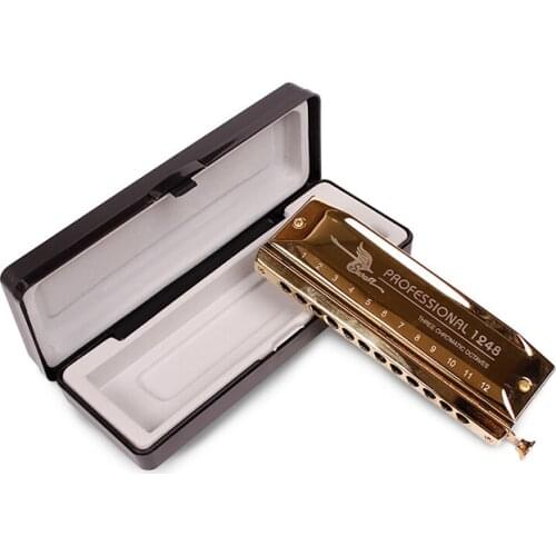 SW1248-4 12 Hole 48 Tone Thick Blow Mouth Practice Playing Chromatic Harmonica