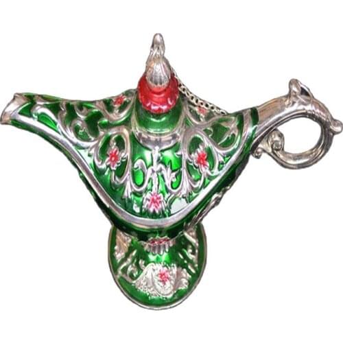 Tibetan Nepalese craft Plated with silver green wine pot