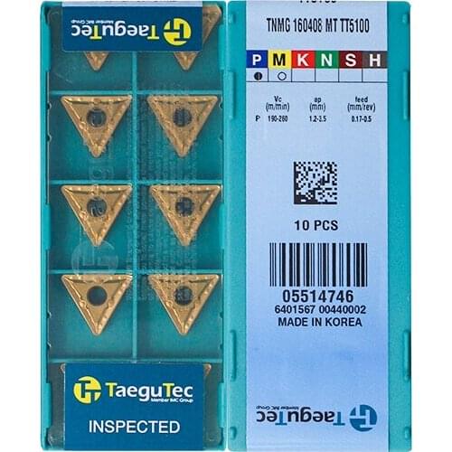 TNMG160408-MT TT5100 Original Taegutac Carbide Inserts Turning Inserts Lathe Tools 10Pcs/Lot