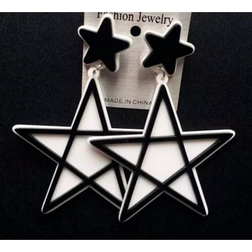 Women Punk Earrings Geometric pentagram Pandent Earrings Charm Hip Hop Girls Gift Cute Stud acrylic jewelry Party Earring