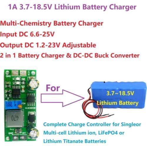 1A 3.7v 3.8v 7.4v 11.1v 14.8v 18.5v Lithium Ion Lifepo4 Lithium Titanate Battery Charger Module