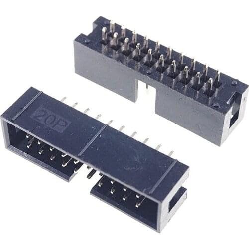 10 Pcs Shrouded Box header IDC Socket 2.54mm 2x10 Pin 20 P straight Male square pin 0.64mm 2 rows 2.54 Through hole DIP