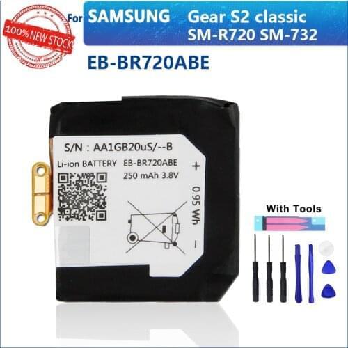 100% Original 250mAh EB-BR720ABE Battery For Samsung Gear S2 Classic SM-R720 R720 Watch Battery With Tracking number
