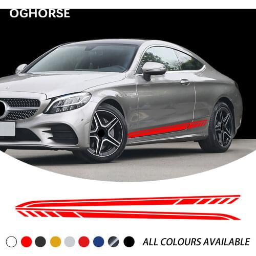 2 Pcs Door Side Skirt Sticker Body Decal For Mercedes Benz C Class Coupe 2019 W205 C180 C200 C260 C300 C43 C63 AMG Accessories