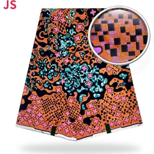 2021 Grand Glam Glitter Prints Patchwork Fabric Real Wax Dress Sewing Tissu Material for Wedding H210819