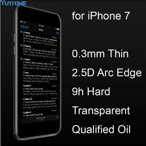 300pcs/lot 0.3mm 2.5D Ultrathin Premium Tempered Glass For Iphone 7 7 Plus Screen Protector Tempered Glass 9H Glass