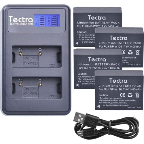 4pcs 1400mAh NP-W126 NPW126 Battery+LCD USB Dual Charger for Fujifilm Fuji X-Pro1 XPro1 X-T1 XT1 XE1 HS30EXR NP W126 Battery