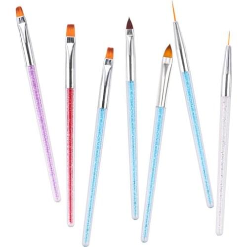 7pcs/Set Crystal Nail Art Brushes Engraving Pen Acrylic UV Gel Light Therapy Pen Rhinestone Design Drawing Pen DIY Nail Tools
