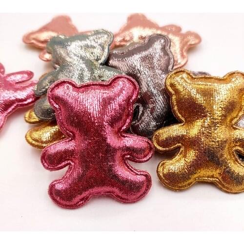 50pcs/Lot Bear Padded Appliques For Children Headwear Hair Clip Accessories And Garment Decoration