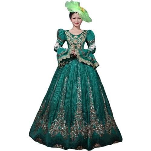 Gothic Baroque Marie Antoinette Ball Gown 18th Century Renaissance Historical Period Dresses Include Headdresses