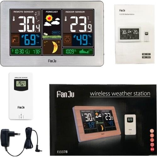 Wireless Weather Station 3-in-1Thermometer Hygrometer Barometer Monitor Humidity Meter Air Pressure Gauge 12/24-Hour Alarm Clock