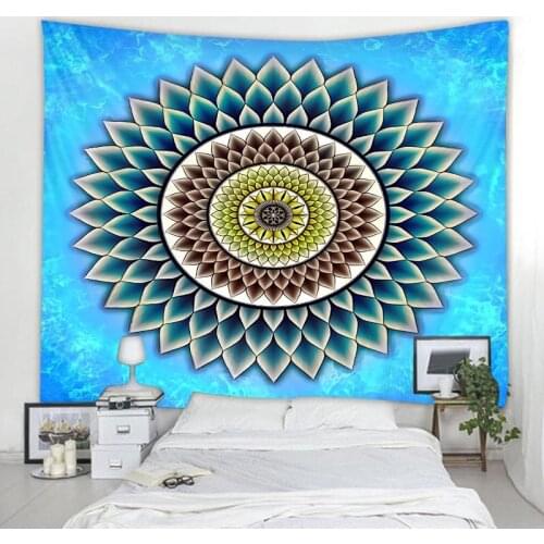 Color Mandala Art Aesthetics Tapestry Geometric Fractal Wall Cloth Yoga Mat Beach Towel Bohemian Hippie Home Wall Decoration