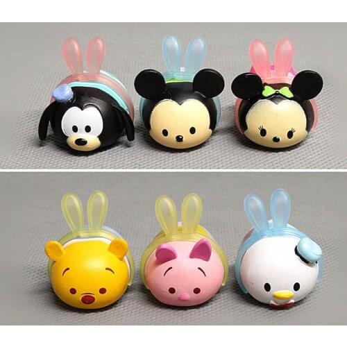 6 Pcs/set Disney Cartoon TSUM Doll Model Kids Creative Toys Cute Mickey Minnie Mouse TSUM Jenga Figure Toy