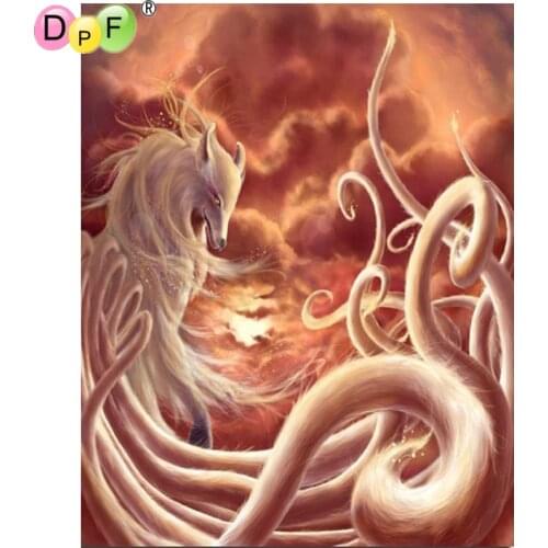 DPF square diamond painting fox with 9 tails DIY 5D crafts diamond mosaic home decor diamond embroidery cross stitch needlework