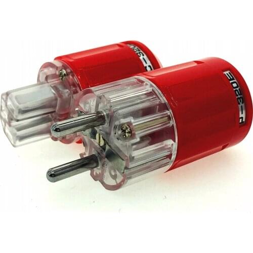HIFI Oyaide P-320E/C-320E Rhodium Plated Copper Schuko EU AC Power Plug Ver IEC Connector Red transparent