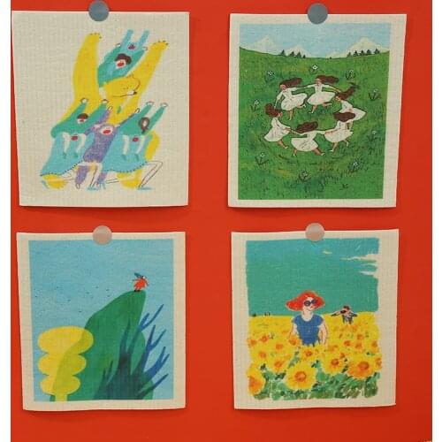 Cotton Kitchen UnPaper Towels Reusable Dish Washing Scouring Rag Table Cleaning Cloth Wipes Zero Waste Paperless Towels