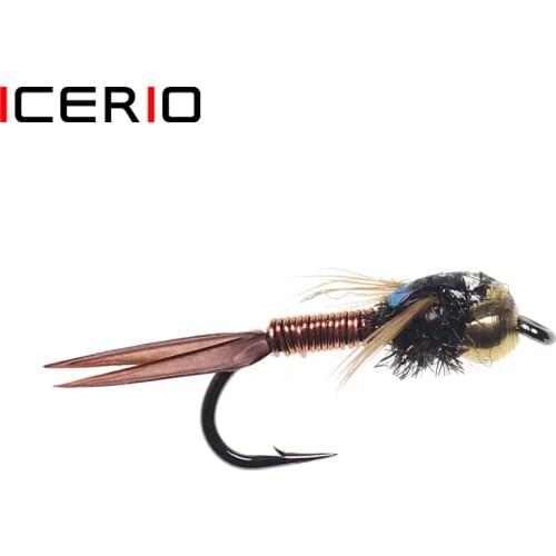 ICERIO Fly Fishing Place Bead Head Red Copper John Nymph Fly Fishing Flies - Set of 6 Flies Hook Size 14