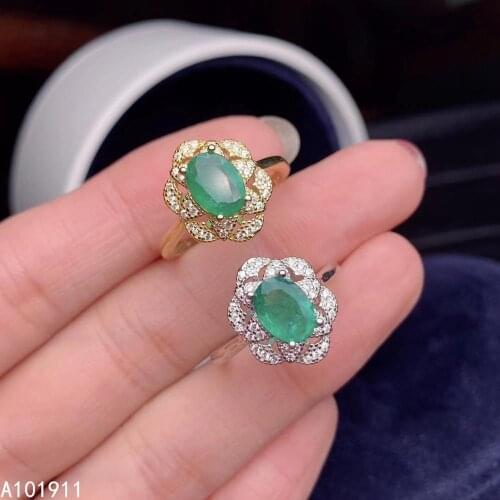 KJJEAXCMY fine jewelry natural Emerald 925 sterling silver new women ring support test noble