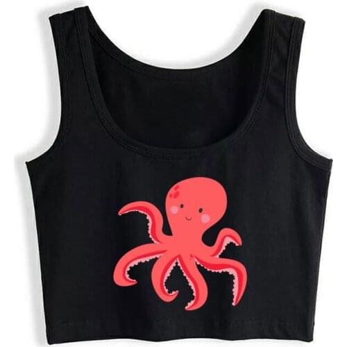 Crop Top Women Cartoon Octopus Cute Octopus Graphic Octopus Harajuku Tank Top Women Custom Women Clothes