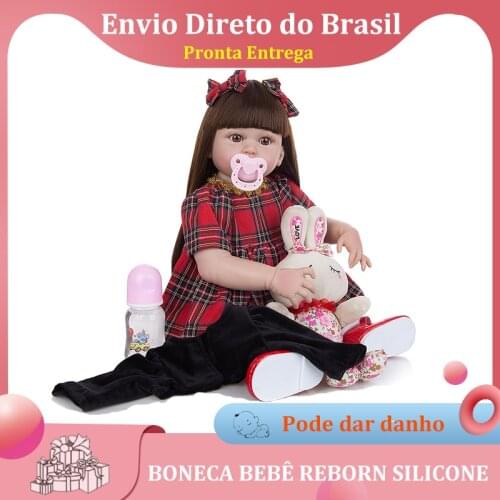 Baby Reborn Doll Girl 60cm Big Realistic Long Hair Beautiful Princess Dress Body Silicone Can Bath