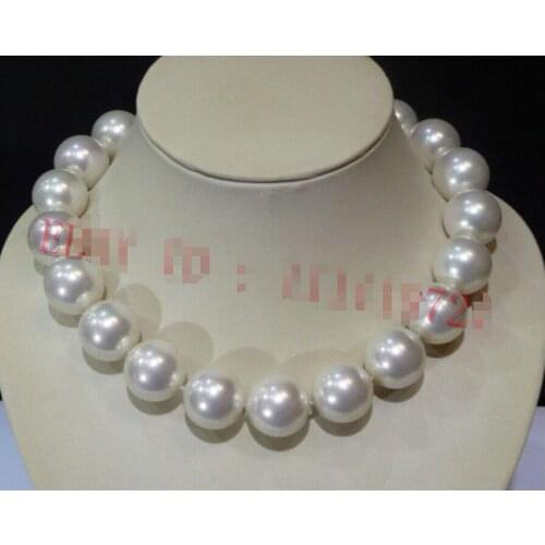 Hot sale 16mm AAA White South Sea Shell Pearl Round Beads Necklace 18-24 inch Genuine Lucky Ladys jewelry Fine Womans