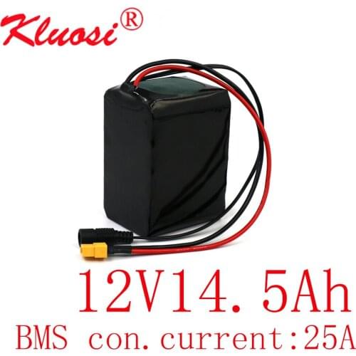 KLUOSI 12V 14.5Ah 15Ah 3S5P 12.6V Lithium Battery Pack with 25A BMS 250W High Capacity for Motor Scooter Solar Energy Light Etc