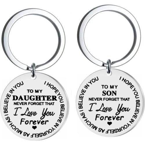 Metal Jewelry Round Brand Keychain To My Daughter/Son Pendant Letter Accessory Necklace Брелок На Ключи Llavero