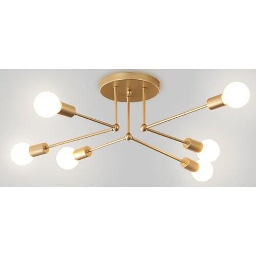 Multiple Rod Wrought Iron Ceiling Light Retro Industrial Loft Nordic Dome Lamp for Home Decor Dinning Cafe Bar