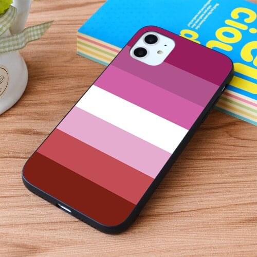 For iPhone Solid Lipstick Lesbian Pride Flag Soft TPU border Apple iPhone Case