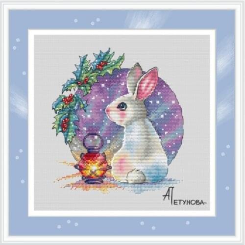 Christmas Bunny 27-29 Cross Stitch Set Cross-stitch Kit Embroidery Needlework Craft Packages Cotton Fabric Floss
