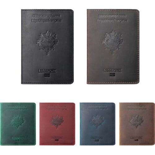 Genuine Leather France Passport Cover For France Credit Card Holder French Passport Case Unisex Travel Wallet