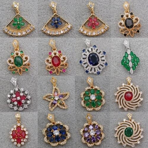 New Bohemian Gold hollow Pendant Necklace Women Fashion Pendant Gold Plated red green stone Party fashion Jewelry Accesories