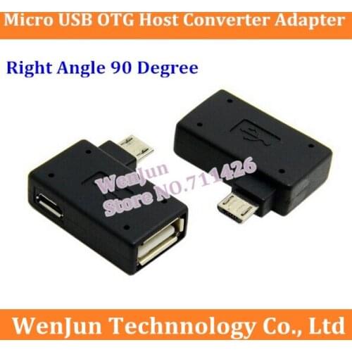 New Right Angle 90 Degree 5Pin Micro B Male to A Female + Micro USB Female Power Supply Plug Data OTG Host Converter Adapter