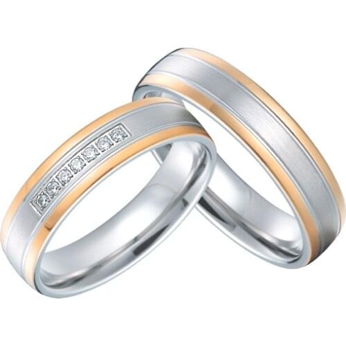 Best anniversary gift rose gold color titanium jewelry custom western lovers wedding rings sets for couples