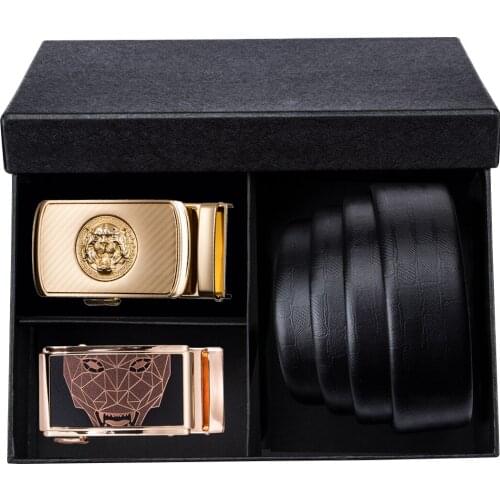 Genuine Leather Automatic Men Belt Luxury Strap Belt For Men Designer Belts High Quality Black Belts Men Gift Box Set DiBanGu