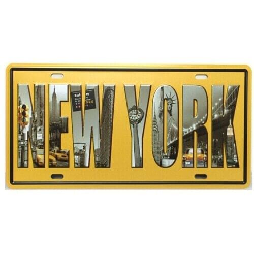 Retro Vintage New York Tin Signs New Mexico for Bar Coffee Home Decor License Plates Matel Sign Plaque 15x30CM