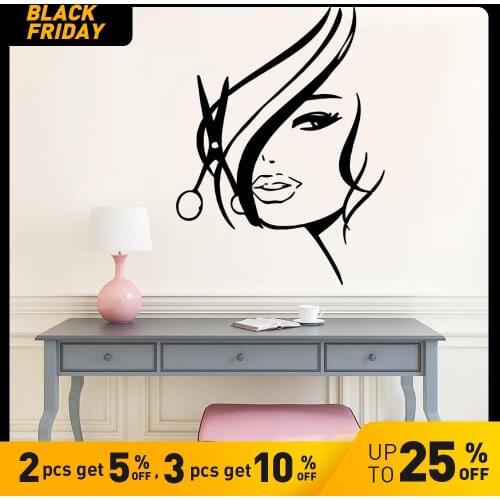 Luxuriant hair salon Wall Sticker Art Decal For Barber Room Vinyl Stickers Haircut Mural Poster Wall Decals